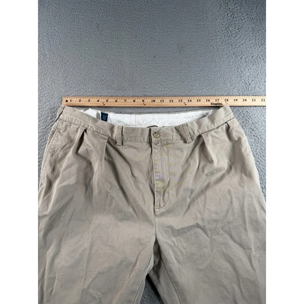 Vintage Polo Ralph Lauren Ethan Pants Men 40x32 Actual (36x30) Tan Pleated Chino